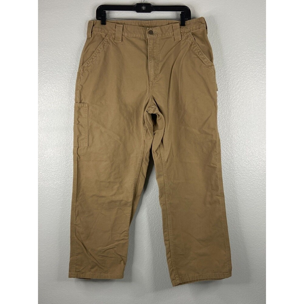 Carhartt Men 36/30 Tan Cargo Pants Dungaree Fit Casual Work Outdoor